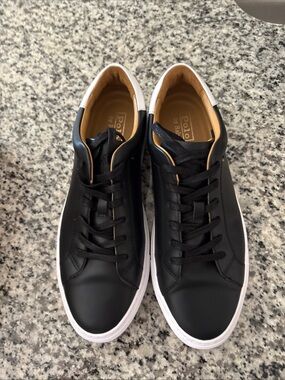 Polo by Ralph Lauren Black Leather Low-Top Sneakers with White Sole